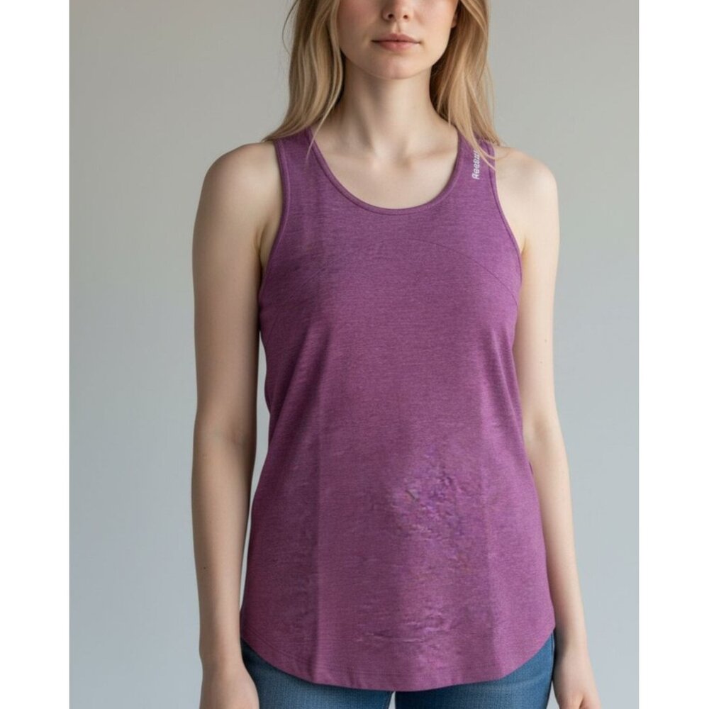 Reebok Womens Purple Sleeveless Athletic Tank Top S Polyester/Nylon Blend